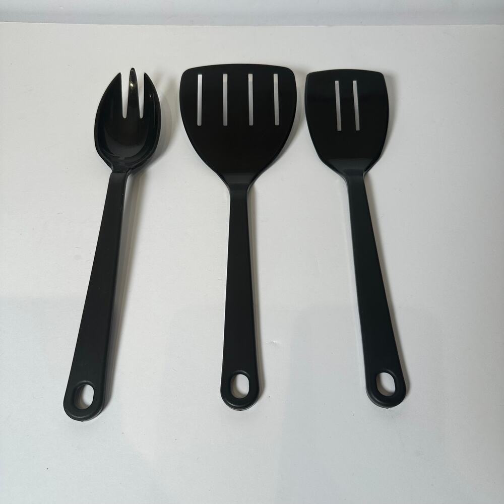 Vintage Tailor Made 3 Kitchen Utensils Black Nylon Plastic 2 Spatulas +Spoon USA